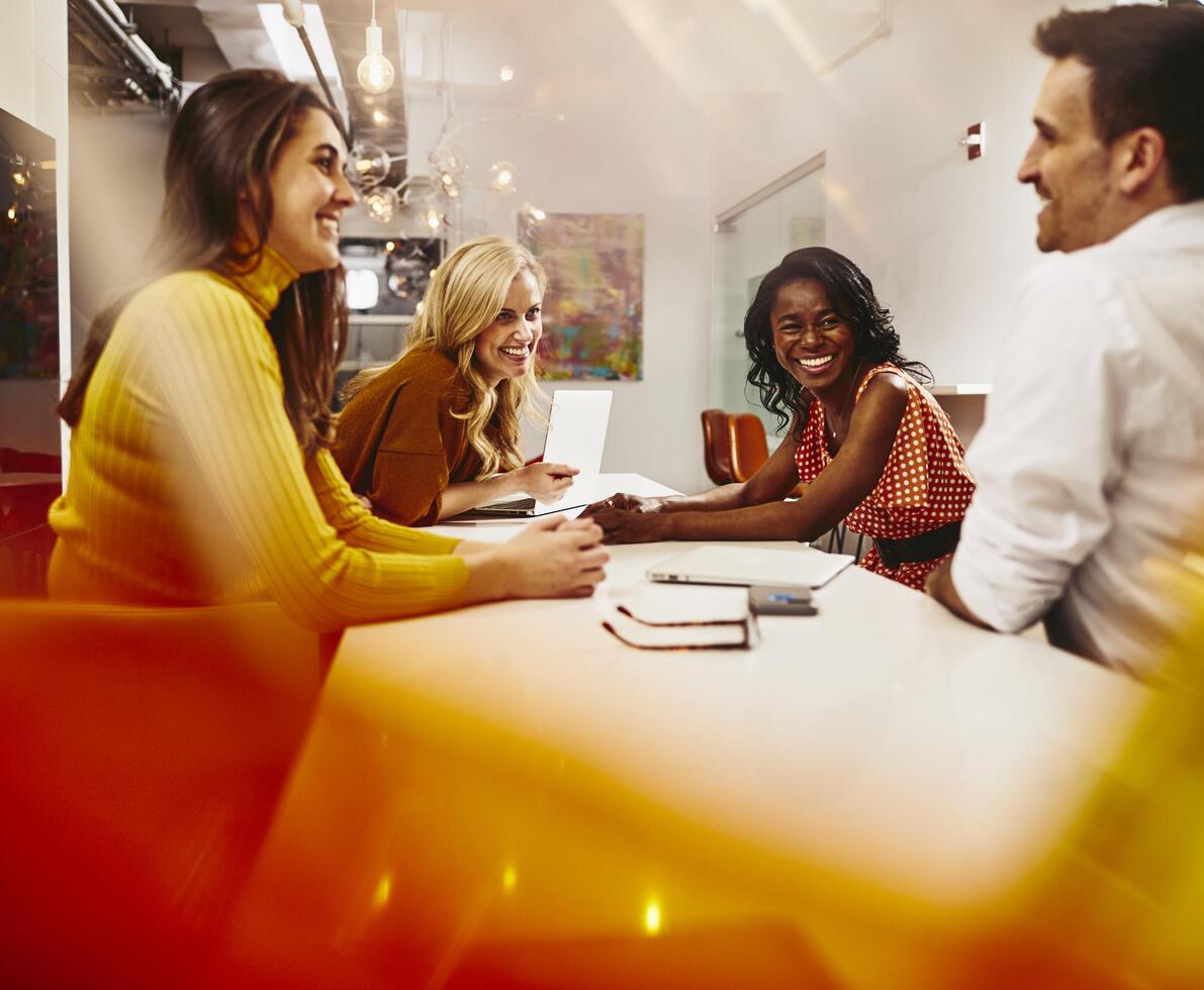 Man and women having a meeting
